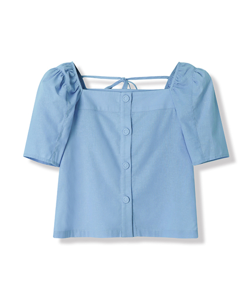 Vivacious(ビバシャス)の「Pellier Square Neck Puff Sleeve Blouse - 4COL(シャツ/ブラウス・レディース・ブラック/アイボリー/スカイブルー/パープル・MEDIUM/SMALL)」の8枚目の写真
