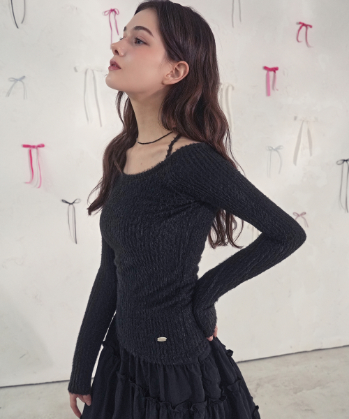 Vivacious(ビバシャス)の「Kiss Contour Line Knit_4Colors(ニット/セーター・レディース・チャコール/ブラック/アイボリー/ブラウン・SMALL/MEDIUM)」の14枚目の写真