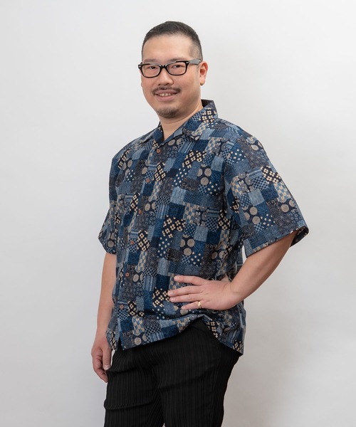 garsonwave(ギャルソンウェーブ)の「ぎゃるそんうぇいぶ 日本製 和柄 開襟 半袖 シャツ(GW)(シャツ/ブラウス・メンズ・P/R/K/M/N/S/T/O/Q・L)」の2枚目の写真