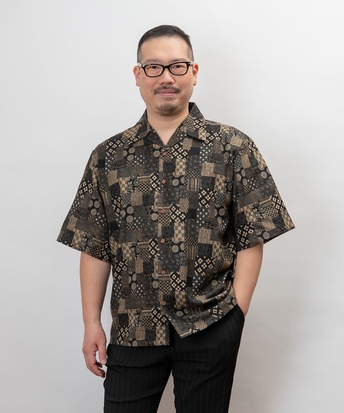 セール】ぎゃるそんうぇいぶ 日本製 和柄 開襟 半袖 シャツ(GW