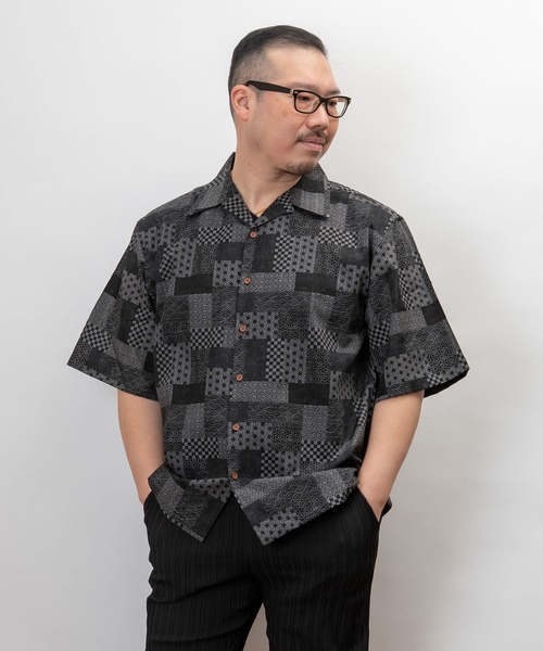 セール】ぎゃるそんうぇいぶ 日本製 和柄 開襟 半袖 シャツ(GW