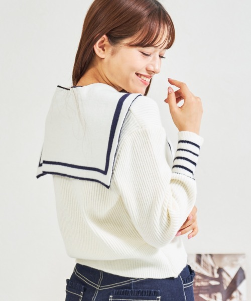 MISCH MASCH(ミッシュマッシュ)の「ZOZO限定 セーラーカラーセットリボンボタンカーディガン(カーディガン/ボレロ・レディース・ネイビー/ホワイト・フリ-)」の12枚目の写真