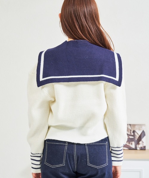 MISCH MASCH(ミッシュマッシュ)の「ZOZO限定 セーラーカラーセットリボンボタンカーディガン(カーディガン/ボレロ・レディース・ネイビー/ホワイト・フリ-)」の6枚目の写真