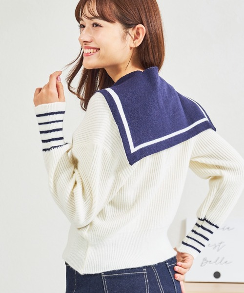MISCH MASCH(ミッシュマッシュ)の「ZOZO限定 セーラーカラーセットリボンボタンカーディガン(カーディガン/ボレロ・レディース・ネイビー/ホワイト・フリ-)」の7枚目の写真