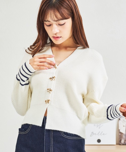 MISCH MASCH(ミッシュマッシュ)の「ZOZO限定 セーラーカラーセットリボンボタンカーディガン(カーディガン/ボレロ・レディース・ネイビー/ホワイト・フリ-)」の14枚目の写真