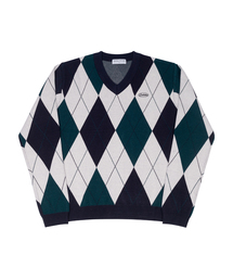 SELITIO（セレティオ）の「アーガイルVネックソフトニットネイビー（ニット/セーター）」