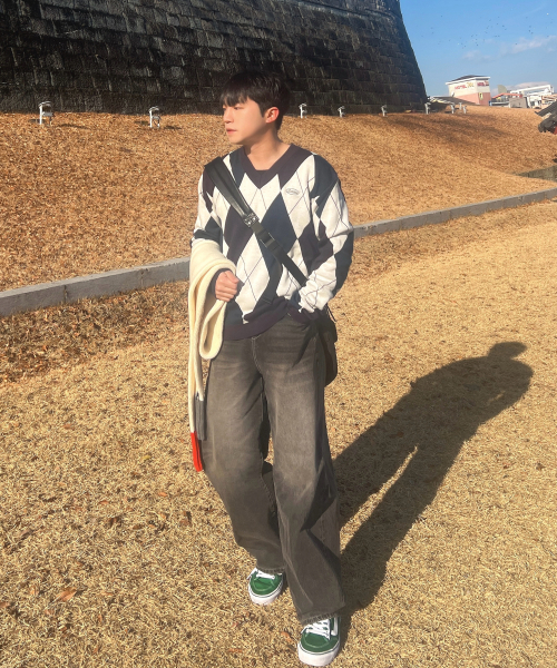 SELITIO(セレティオ)の「アーガイルVネックソフトニットネイビー(ニット/セーター・メンズ・ネイビー・MEDIUM/LARGE/X-LARGE)」の2枚目の写真