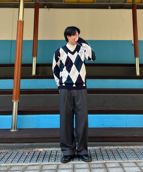 SELITIO(セレティオ)の「アーガイルVネックソフトニットネイビー(ニット/セーター・メンズ・ネイビー・MEDIUM/LARGE/X-LARGE)」の6枚目の写真