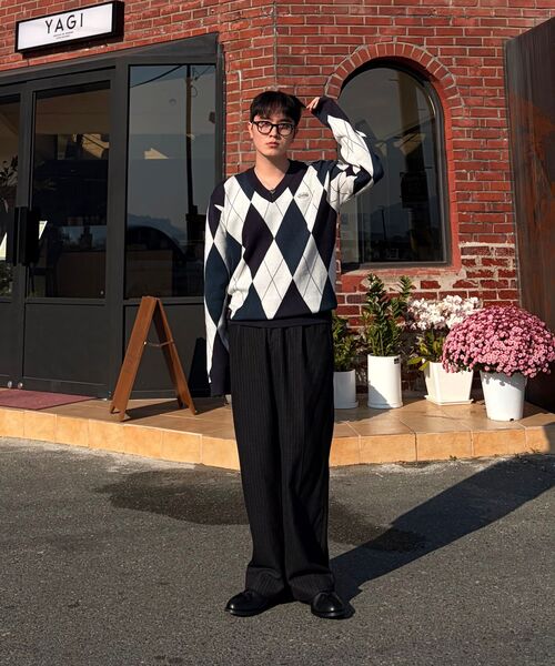 SELITIO(セレティオ)の「アーガイルVネックソフトニットネイビー(ニット/セーター・メンズ・ネイビー・MEDIUM/LARGE/X-LARGE)」の8枚目の写真