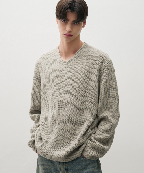 DRAW FIT（ドローフィット）の「コジッド Vネックプルオーバーニット [L.GREY]（ニット/セーター・メンズ・その他・X-LARGE/MEDIUM/LARGE）」の2枚目の写真