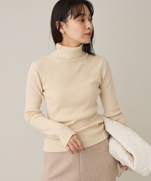 CRAFT STANDARD BOUTIQUE（クラフトスタンダードブティック）の「リブタートルニットプルオーバー（ニット/セーター・レディース・ブラック/ライトベージュ/ライトブルー/ライトパープル・FREE）」の3枚目の写真