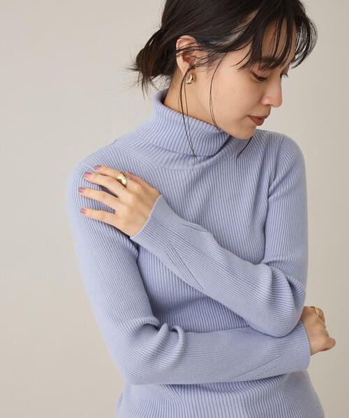 CRAFT STANDARD BOUTIQUE（クラフトスタンダードブティック）の「リブタートルニットプルオーバー（ニット/セーター・レディース・ブラック/ライトベージュ/ライトブルー/ライトパープル・FREE）」の4枚目の写真