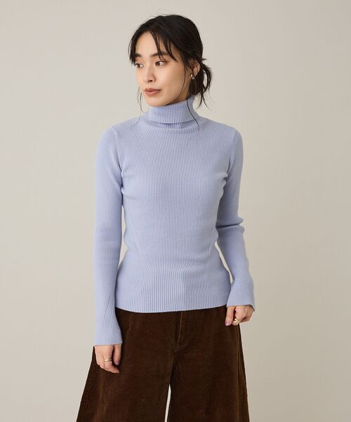 CRAFT STANDARD BOUTIQUE(クラフトスタンダードブティック)の「リブタートルニットプルオーバー(ニット/セーター・レディース・ライトパープル/ブラック/ライトベージュ/ライトブルー・FREE)」の7枚目の写真