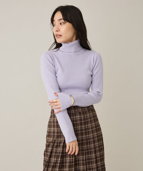 CRAFT STANDARD BOUTIQUE（クラフトスタンダードブティック）の「リブタートルニットプルオーバー（ニット/セーター・レディース・ブラック/ライトベージュ/ライトブルー/ライトパープル・FREE）」の22枚目の写真