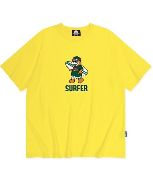 TRIPSHION(トリップション)の「グリーンサーファーキャットグラフィックTシャツ - イエロー(Tシャツ/カットソー・メンズ・その他・LARGE/MEDIUM/X-LARGE)」の1枚目の写真