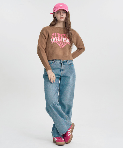 CLEVER FIELD（クレバーフィールド）の「ビッグハートクレバークロップニット_キャメル（ニット/セーター・レディース・キャメル・FREE）」の3枚目の写真