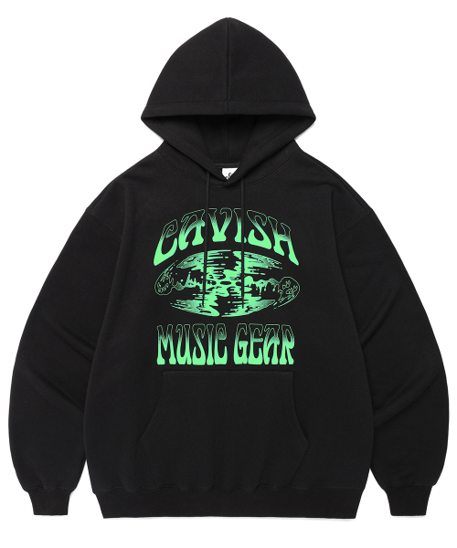 Cavish(カビシ)の「MUSIC GEAR HOODIE BLACK(CV2FSUM403A)(パーカー・レディース・ブラック・SMALL/MEDIUM/LARGE)」の1枚目の写真
