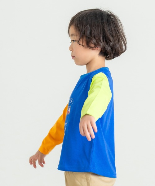 DILASH（ディラッシュ）の「乗り物アップリケ＆配色 長袖Tシャツ（Tシャツ/カットソー・キッズ・オフホワイト/ブルー・80/90/100/110/120）」の4枚目の写真