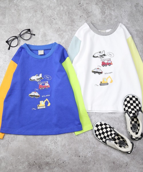 DILASH（ディラッシュ）の「乗り物アップリケ＆配色 長袖Tシャツ（Tシャツ/カットソー・キッズ・オフホワイト/ブルー・80/90/100/110/120）」の13枚目の写真