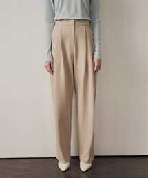 バルーンピンタックウールスラックス - ベージュ