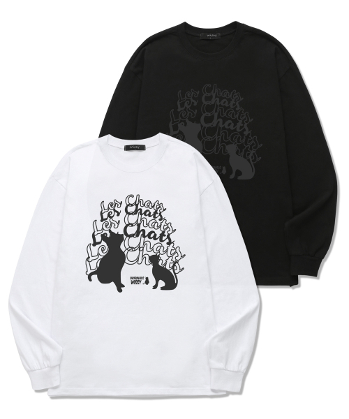 WISSY(ウィッシー)の「CAT CHATTING 長袖Tシャツ (WLS012) ホワイト(Tシャツ/カットソー・レディース・その他・SMALL/MEDIUM/LARGE/X-LARGE/XX-LARGE)」の4枚目の写真