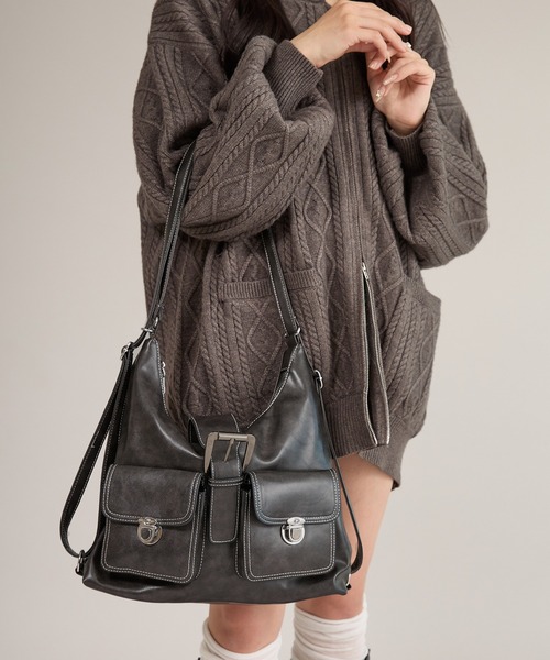 apres jour mignon（アプレジュールミニョン）の「【apresjour mignon×ARIAZ】マルチwayバッグ（ハンドバッグ・レディース・ダークブラウン/ブラック・ONESIZE）」の9枚目の写真