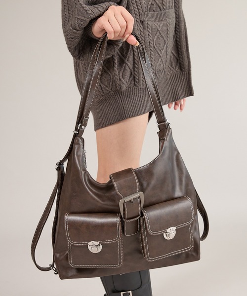 apres jour mignon（アプレジュールミニョン）の「【apresjour mignon×ARIAZ】マルチwayバッグ（ハンドバッグ・レディース・ダークブラウン/ブラック・ONESIZE）」の11枚目の写真