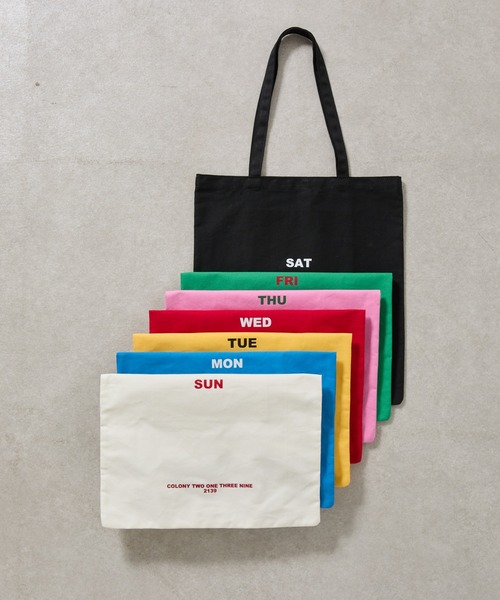COLONY 2139(コロニートゥーワンスリーナイン)の「7デイズキャンバストートバッグ(トートバッグ・レディース・ピンク/レッド/グリーン/イエロー/ホワイト/ブラック/ブルー・FREE)」の21枚目の写真