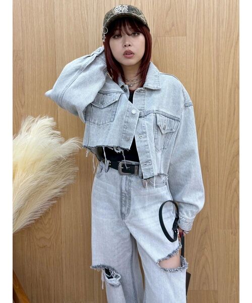 EVRIS（エヴリス）の「カットアウトワイドデニムパンツ【セットアップ