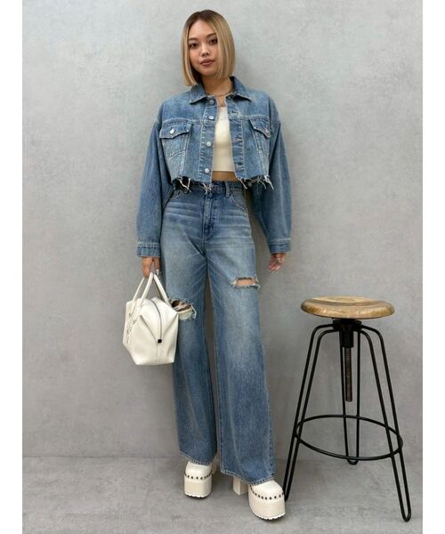 EVRIS（エヴリス）の「カットアウトハイウエストワイドデニムパンツ【セットアップ着用可能】（デニムパンツ・レディース・インディゴブルー/グレー/ブルー・SMALL/MEDIUM）」の22枚目の写真