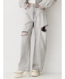 EVRIS（エヴリス）の「カットアウトハイウエストワイドデニムパンツ【セットアップ着用可能】（デニムパンツ）」