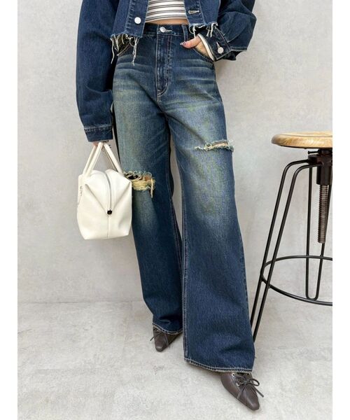 EVRIS（エヴリス）の「カットアウトハイウエストワイドデニムパンツ【セットアップ着用可能】（デニムパンツ・レディース・インディゴブルー/グレー/ブルー・SMALL/MEDIUM）」の20枚目の写真