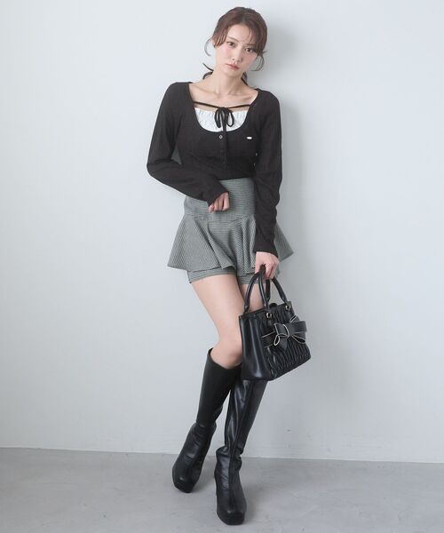 MAJESTIC LEGON（マジェスティックレゴン）の「レイヤードライクフレアショートスカパン（スカート・レディース・ホワイト系その他2/ブラック系その他/ベージュ系その他2/ブラック系その他2・MEDIUM）」の7枚目の写真