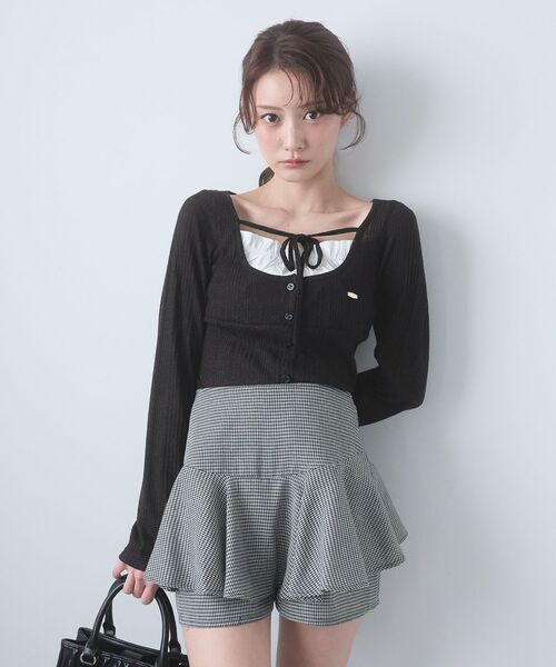 MAJESTIC LEGON（マジェスティックレゴン）の「レイヤードライクフレアショートスカパン（スカート・レディース・ホワイト系その他2/ブラック系その他/ベージュ系その他2/ブラック系その他2・MEDIUM）」の8枚目の写真