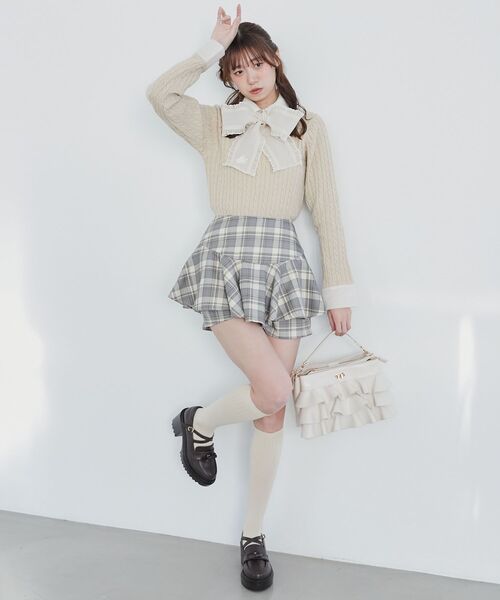 MAJESTIC LEGON（マジェスティックレゴン）の「レイヤードライクフレアショートスカパン（スカート・レディース・ホワイト系その他2/ブラック系その他/ベージュ系その他2/ブラック系その他2・MEDIUM）」の10枚目の写真