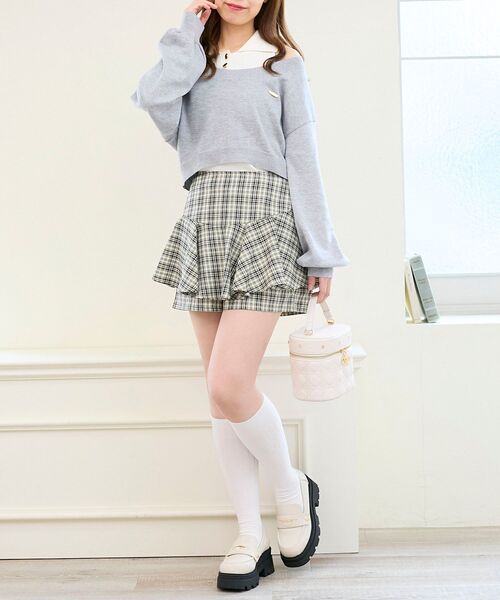 MAJESTIC LEGON（マジェスティックレゴン）の「レイヤードライクフレアショートスカパン（スカート・レディース・ホワイト系その他2/ブラック系その他/ベージュ系その他2/ブラック系その他2・MEDIUM）」の21枚目の写真