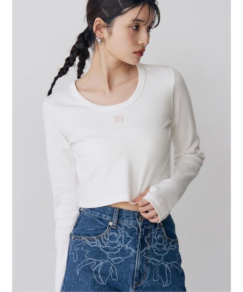 MURUA(ムルーア)の「MUロゴトップス(Tシャツ/カットソー・レディース・ピンク/ホワイト/ブラック・FREE)」の2枚目の写真