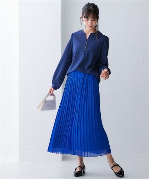 nissen（ニッセン）の「アウトラストソフトタッチカットジョーゼットスキッパープルオーバー（温度調整・吸汗速乾・UVカット）＜大きいサイズ有＞（Tシャツ/カットソー・レディース・グレイッシュブルー/グレイッシュベージュ/ネイビー・3L/LL/L/M/S）」の10枚目の写真