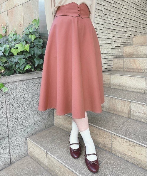 3サイズ展開】コルセットベルト2wayフレアースカート（スカート）｜F