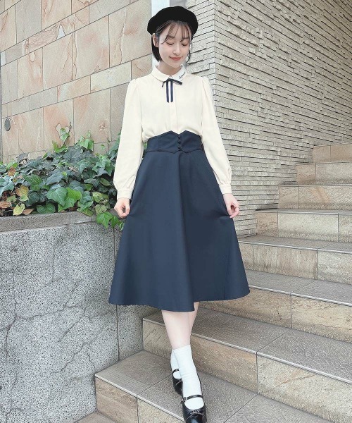 F i.n.t(フィント)の「【3サイズ展開】コルセットベルト2wayフレアースカート/fint フィント(スカート・レディース・ネイビー/ブルーグリーン/レッド系その他・1/2/3)」の8枚目の写真