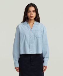 Resort Boxy Relaxed Shirt/ヴィンテージライクオーバーサイズボックスシルエットクロップドデニムシャツ