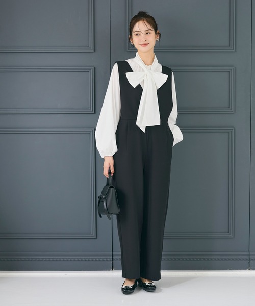 coca(coca)(コカ)の「ボウタイブラウス| セレモニー オフィス ママスーツ フォーマルウェア スーツ 卒業式(シャツ/ブラウス・レディース・ライトブルー/ホワイト・L/M)」の3枚目の写真