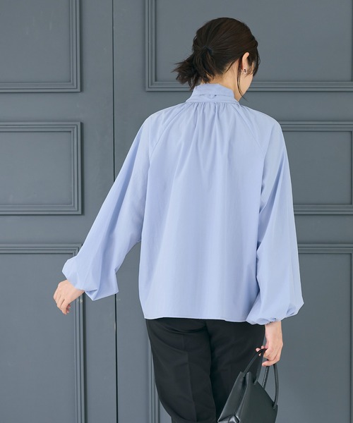 coca(coca)(コカ)の「ボウタイブラウス| セレモニー オフィス ママスーツ フォーマルウェア スーツ 卒業式(シャツ/ブラウス・レディース・ライトブルー/ホワイト・L/M)」の11枚目の写真