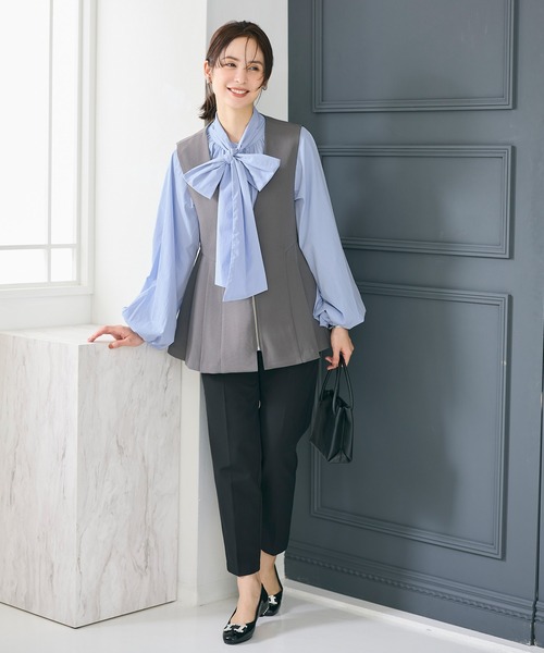 coca(coca)(コカ)の「ボウタイブラウス| セレモニー オフィス ママスーツ フォーマルウェア スーツ 卒業式(シャツ/ブラウス・レディース・ライトブルー/ホワイト・L/M)」の12枚目の写真