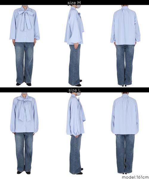 coca(coca)(コカ)の「ボウタイブラウス| セレモニー オフィス ママスーツ フォーマルウェア スーツ 卒業式(シャツ/ブラウス・レディース・ライトブルー/ホワイト・L/M)」の14枚目の写真