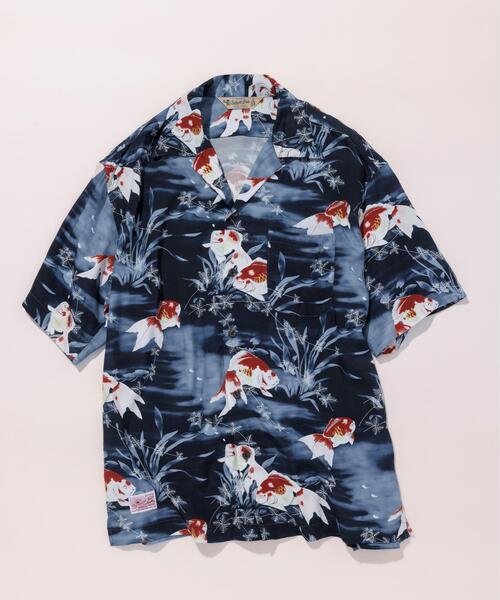 schott(ショット)の「Schott×PJ/ショット×パイナップルジュース/GOLDFISH RAYON SHIRT/ゴールドフィッシュ レーヨンシャツ(シャツ/ブラウス・メンズ・ブラック・2XL/XL/L/M)」の1枚目の写真