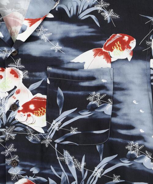 schott(ショット)の「Schott×PJ/ショット×パイナップルジュース/GOLDFISH RAYON SHIRT/ゴールドフィッシュ レーヨンシャツ(シャツ/ブラウス・メンズ・ブラック・2XL/XL/L/M)」の3枚目の写真