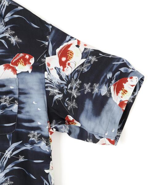 schott(ショット)の「Schott×PJ/ショット×パイナップルジュース/GOLDFISH RAYON SHIRT/ゴールドフィッシュ レーヨンシャツ(シャツ/ブラウス・メンズ・ブラック・2XL/XL/L/M)」の4枚目の写真