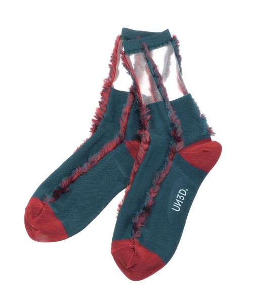 UN3D.(アンスリード)の「FRINGE SOCKS / フリンジソックス(ソックス/靴下・レディース・ブラック/ターコイズブルー・FREE)」の2枚目の写真