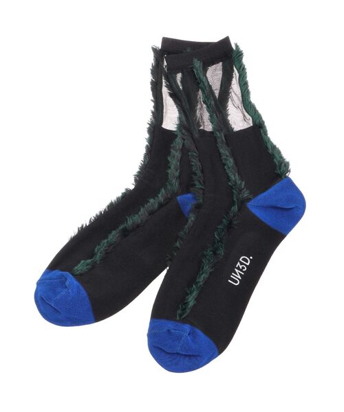 UN3D.(アンスリード)の「FRINGE SOCKS / フリンジソックス(ソックス/靴下・レディース・ブラック/ターコイズブルー・FREE)」の3枚目の写真